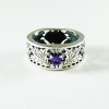 Silver Thistle Wide Band Ring with Amethyst