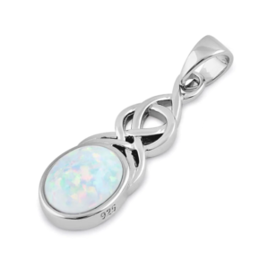 Silver White Opal Celtic Twist Pendant